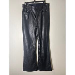 Gap Black Faux Leather Jeans style pants "70's flare high rise" Sz 10